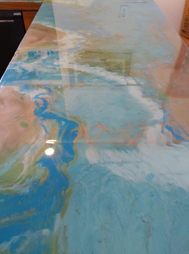 Multi color metallic flake epoxy counter